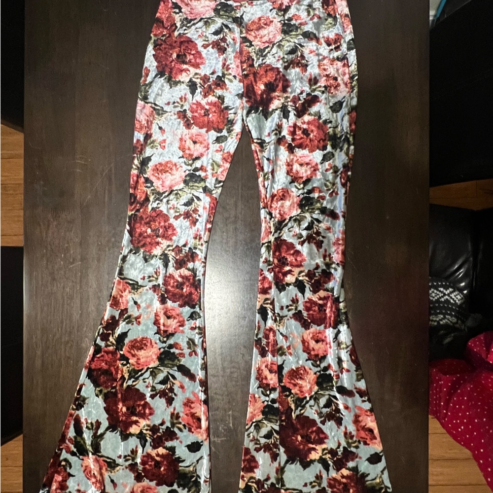Velvet floral bell bottoms from Warrior Within Designs, Size XS